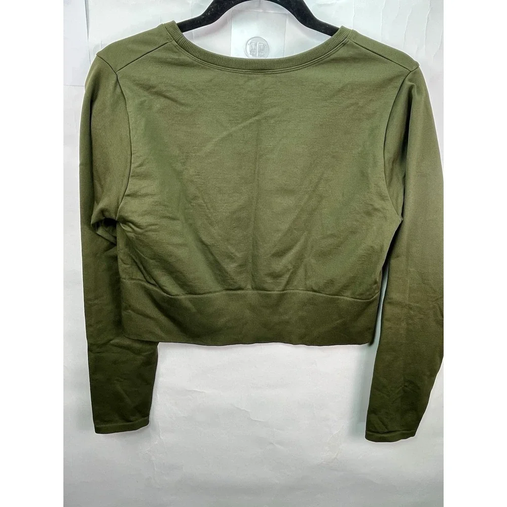 Offline By Aerie Olive Green Cropped Sidewalk Seamless Long Sleeve‎ Sz XL - Picture 8 of 8